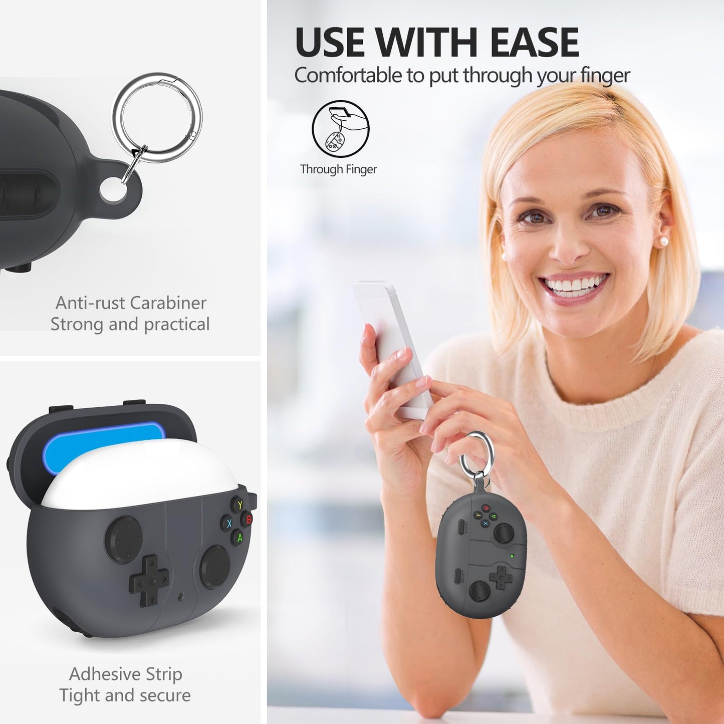Beats Studio Buds Plus Case Cover, 2021/2023 New Beats Studio Buds, Wireless Earbuds Silicone Case Accessories with Keychain, Dark Grey