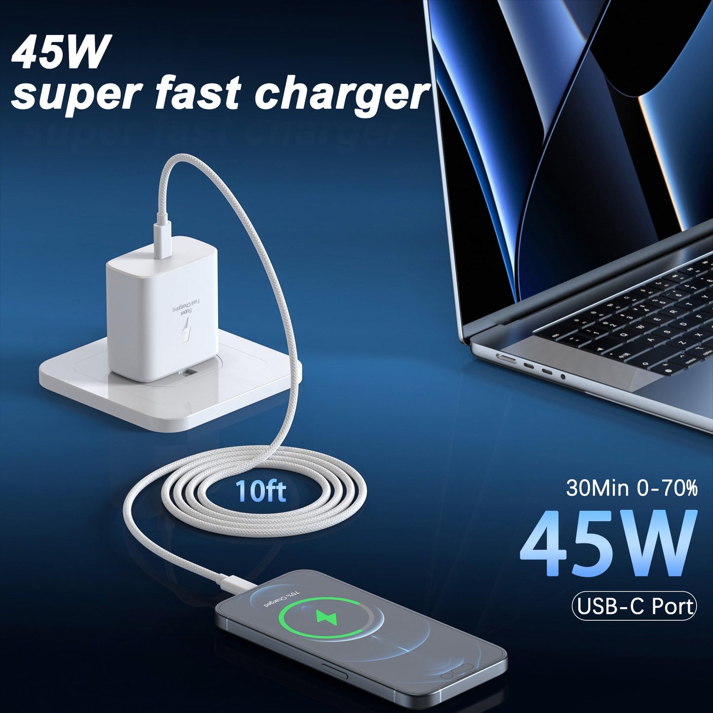 45W USB C Fast Charger Compatible with iPhone 16/16 Pro/16 Pro Max/16 Plus/15/15 Pro Max/15 Pro,Samsung Galaxy S25/S25 Ultra/S25+/S24