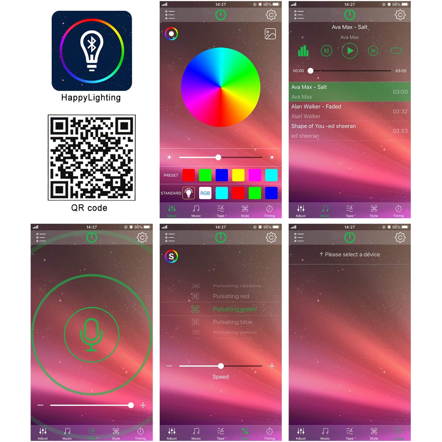 ALED LIGHT Bluetooth String Light Controller with 40 Keys IR Remote Control for RGB LED Strip Lights, Compatible with iOS and Android Smartphones