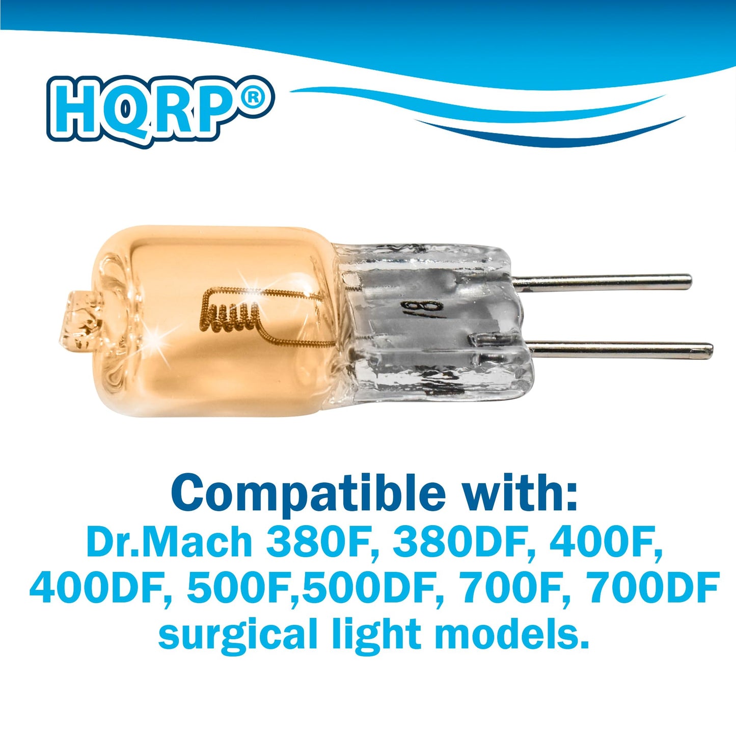HQRP 4-Pack 22.8V 50W Halogen Bulb G6.35 Bipin Base Lamp Replacement for Hanaulux 018566, SIROLUX-F, Dr. Mach 67100201 fits Dr.Mach 380F, 380DF, 400F