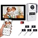 2 Wired Video Intercom System, 7 Inches Video Doorbell HD Camera with Monitor, WiFi Tuya App Remote Intercom Unlock, No Monthly Fees, Video Door Bell