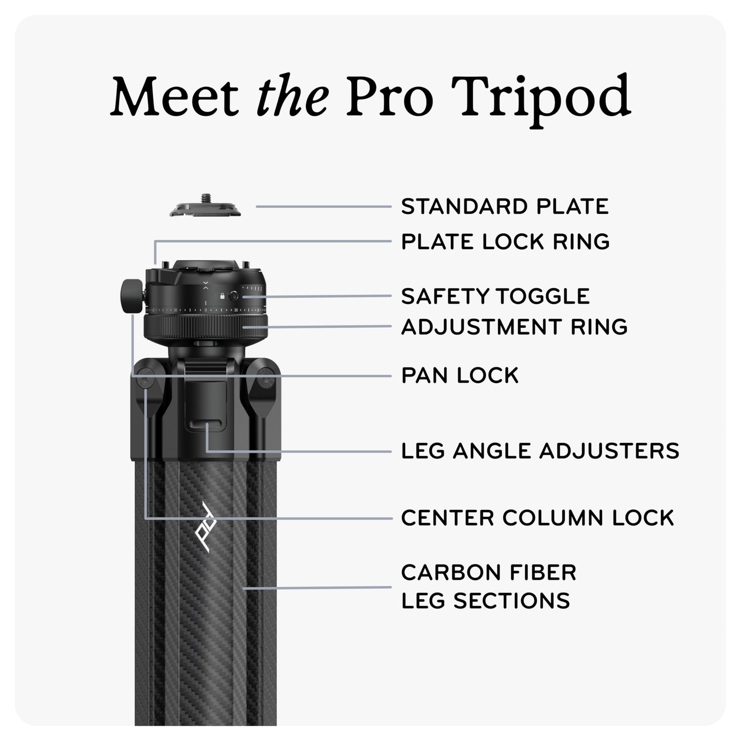 Peak Design Pro Tall Tripod, Compact Professional Photo and Video Camera Tripod, 40lb Capacity, Quick Setup, Pro-Level Stability, Ergonomic Ball Head