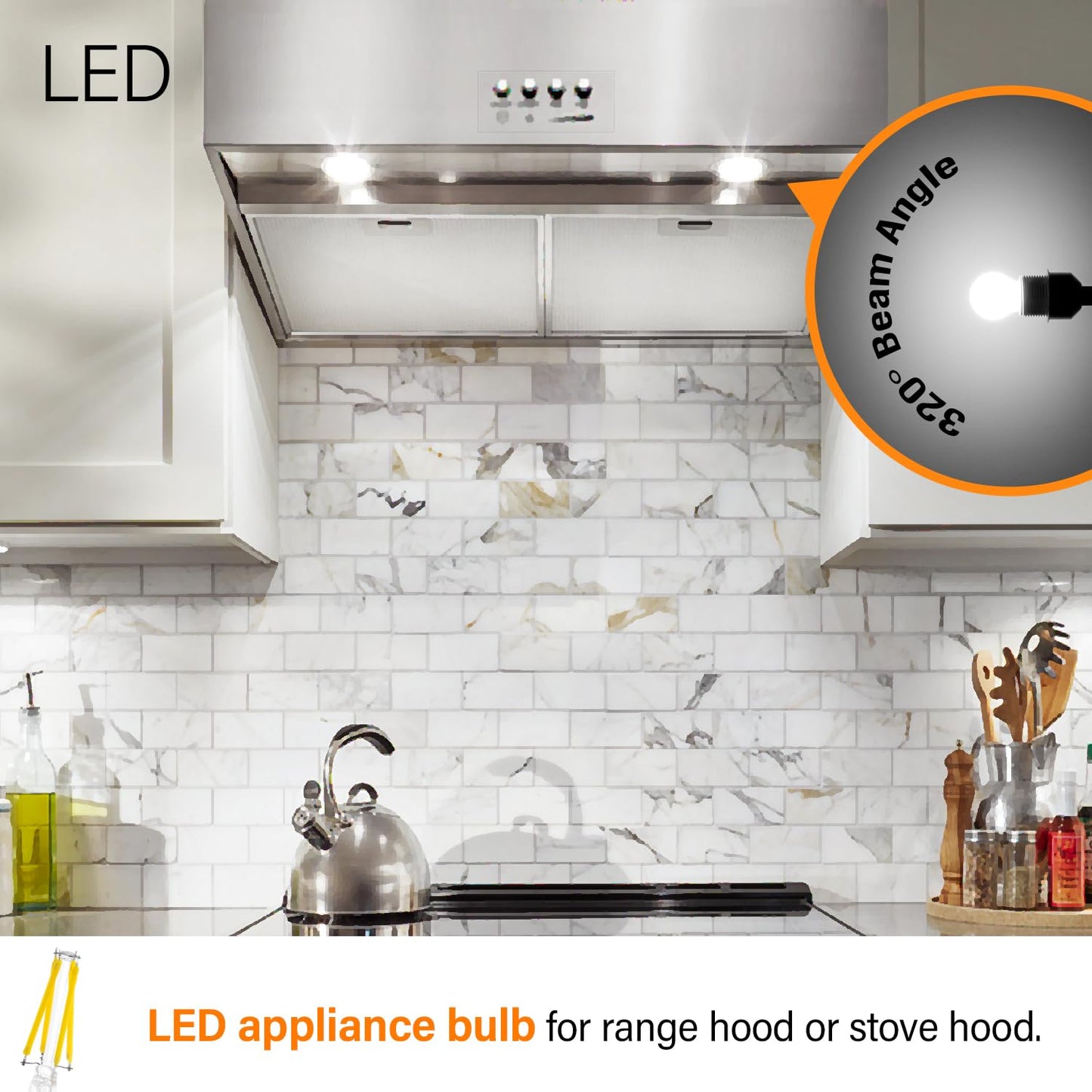 LED Appliance Bulb, 40W Equivalent, Range Hood Light Bulbs, Daylight White 5000K, 5W 500 Lumens, Non-Dimmable, E26 Base, Refrigerator Light Bulb, A15