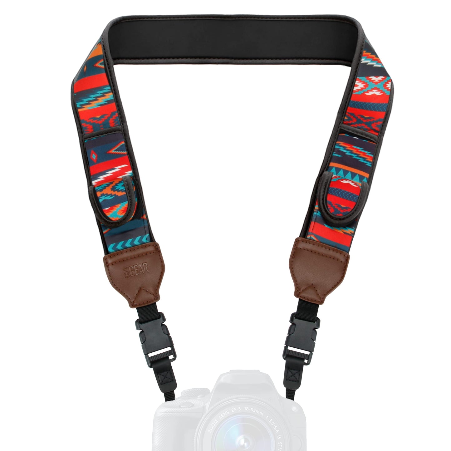 USA Gear TrueSHOT Camera Strap Neoprene Camera Straps - Padded Neck Strap, Pockets, and Quick Release Buckles - Compatible with Canon, Nikon, Sony