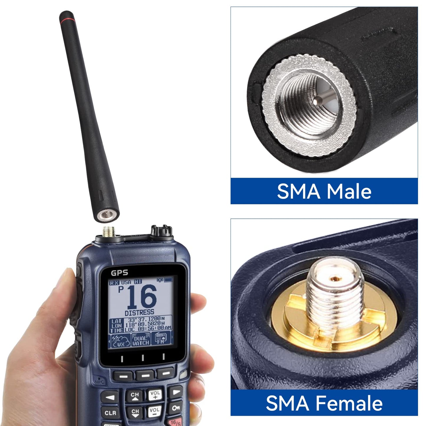 Bingfu Handheld Marine VHF Radio Antenna VHF 136-174MHz Rubber Duck SMA Male Antenna for Standard Horizon HX210 HX870 HX890 HX300 HX380 HX40 HX280