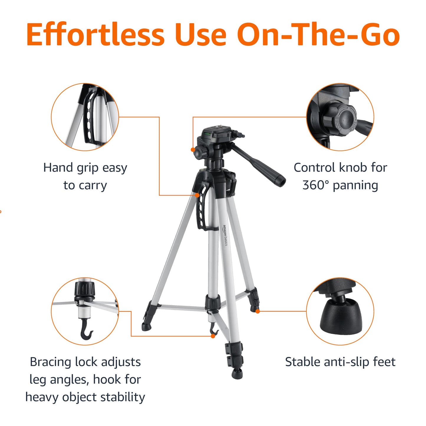 Amazon Basics 60-inch Lightweight DSLR Tripod with Bag, Black