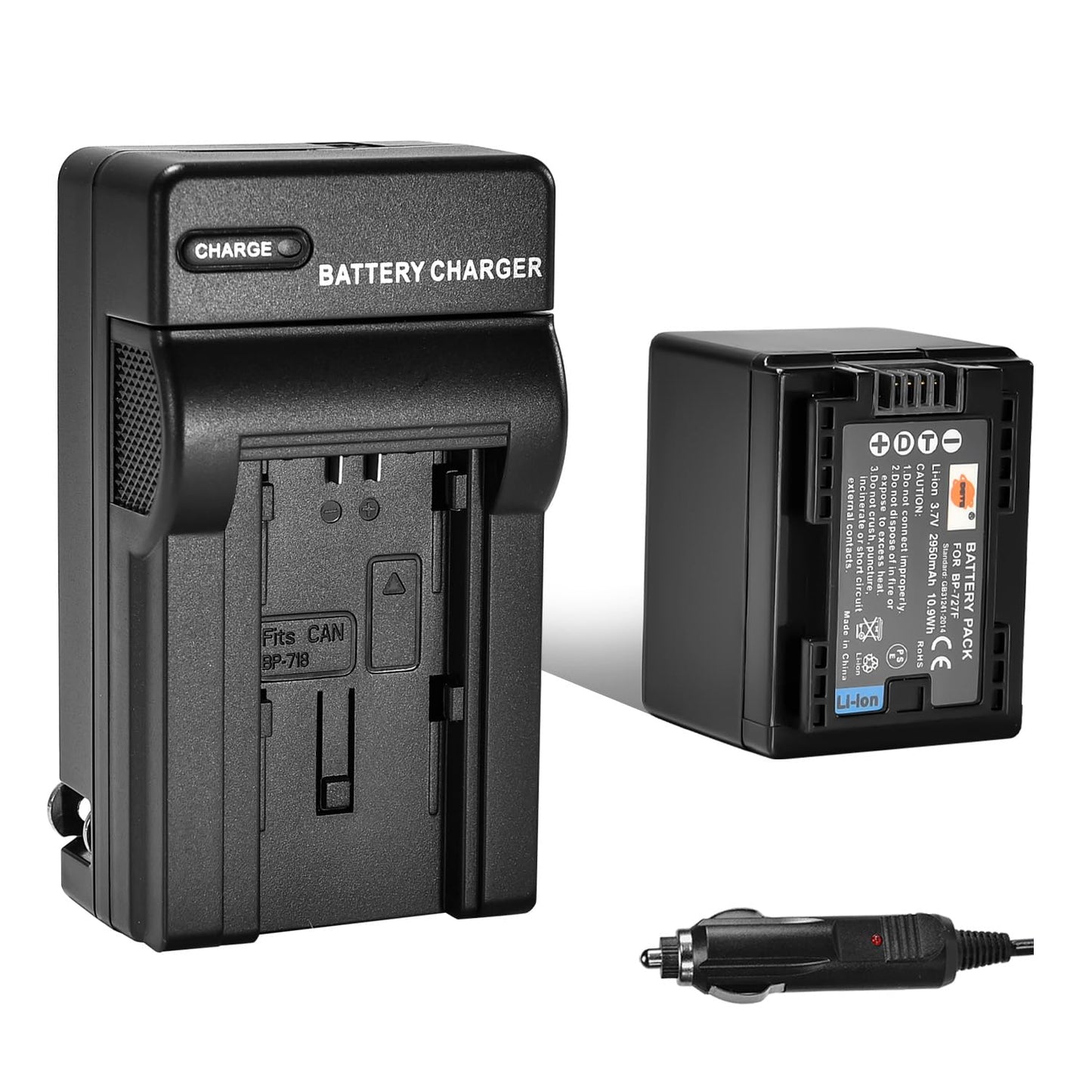 DSTE BP-727 Fully Decoded Battery + DC131 Travel and Car Charger Adapter Compatible with Canon CG-700 Vixia HF R80 R82 R800 HF R30 R32 R60 R62 R72