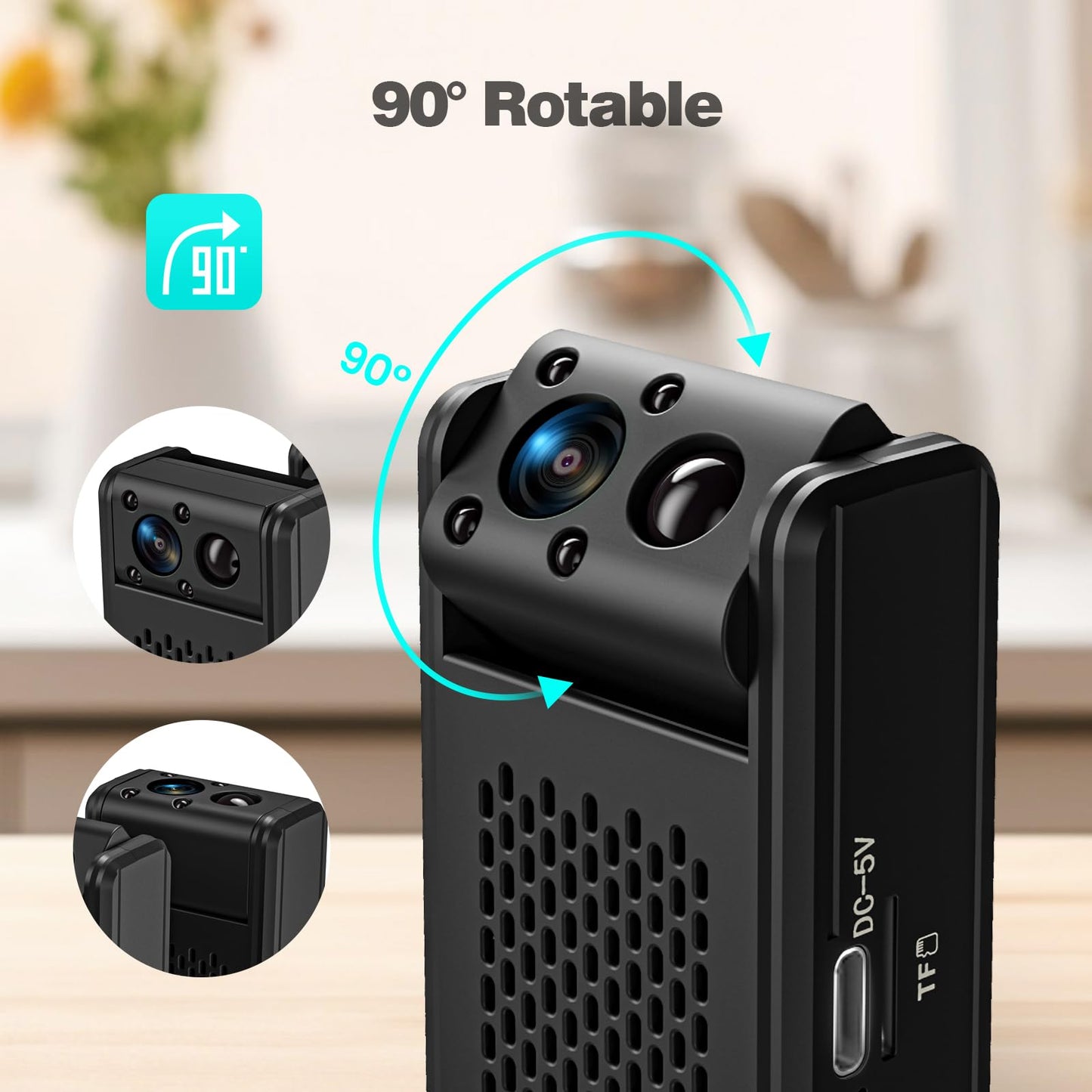 Braload Mini Camera, Nanny Cam for Home | Free Cloud & SD Storage, Works with/Without WiFi for Baby/Pet/Nanny Monitoring (Black)