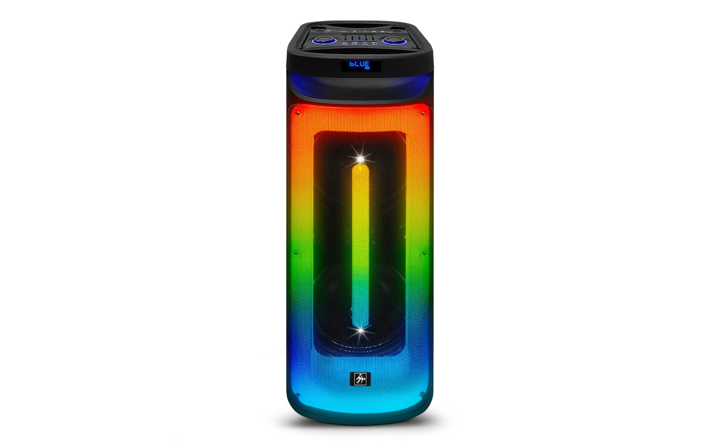 Fisher Bluetooth PA Stereo Speakers System-Karaoke Portable Wireless DJ, Dual 10" 80W Peak Power, Loud HD Sound & LED Lights, Rechargeable, TWS, 2 MIC