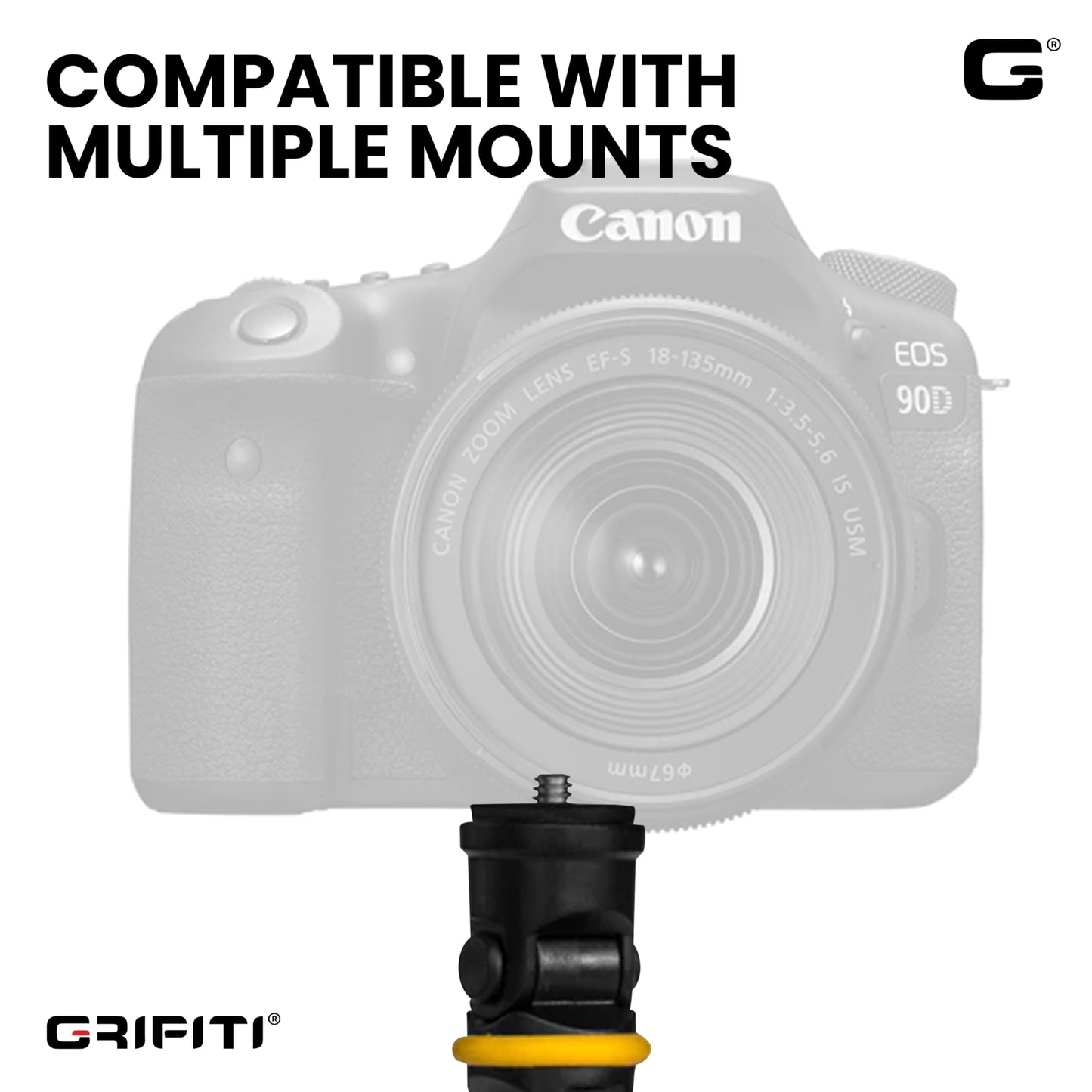 GRIFITI Nootle Recon 5 Flex Arm Leg Magnetic Camera Mount Stand Magnetic Foot 6 Inch Flexible Pole Holder Base for Cameras, Video Mounts Tripod