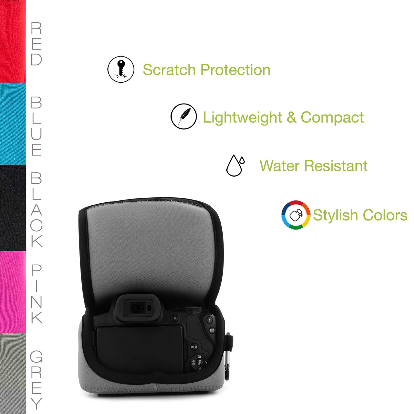 Mega Gear MG1574 Ultra Light Neoprene Camera Case Compatible with Canon PowerShot SX70 HS - Gray, PU Leather