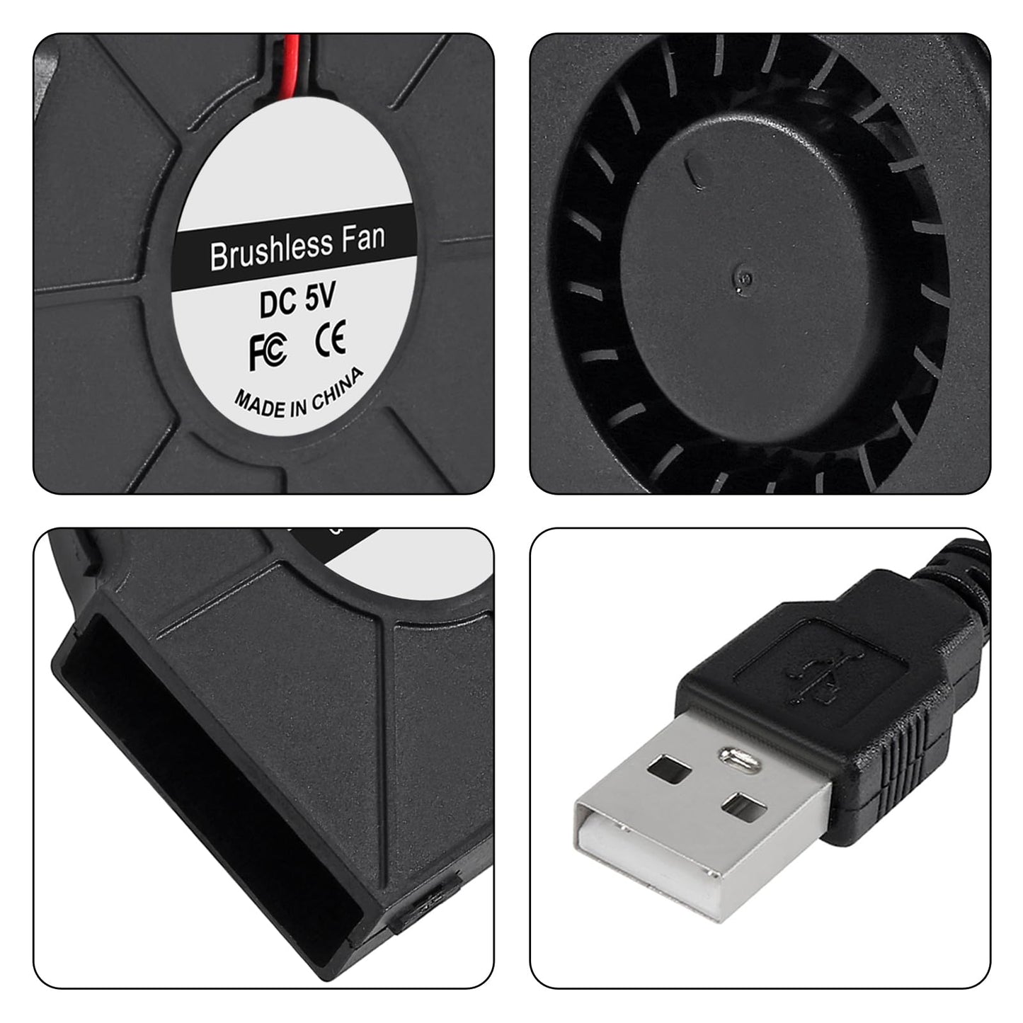 4PCS 7015 Fan 75mm DC 5V USB Blower Fan 75mm x 15mm 5V USB Blower Brushless Cooling Fan for 3D Printer PC CPU Computer Case Fan Cooler