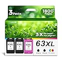 Ankink 63XL Ink Cartridges Replacement for HP 63 XL (2 Black 1 Color Combo 3-Pack) Fit for HP63 3830 4650 4652 4655 5200 5252 5255 5258 4520 4512 1112