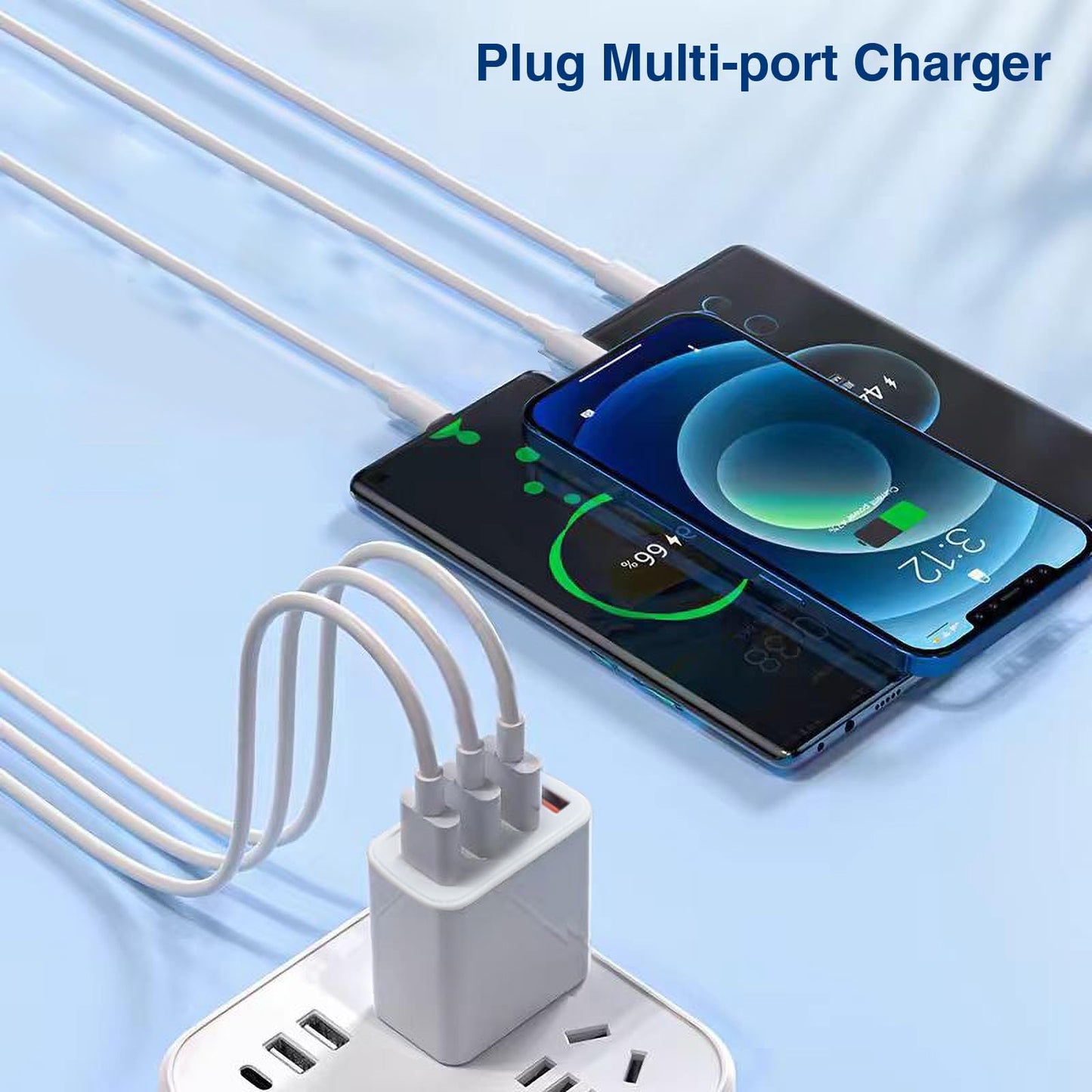 USB Wall Charger, Charger Adapter, 4 Port USB Cube Chargers, Power Adapter Charging Plug Box Brick for Phone 15/14/13/12/11/XS/X/8/7/6 Plus,Android