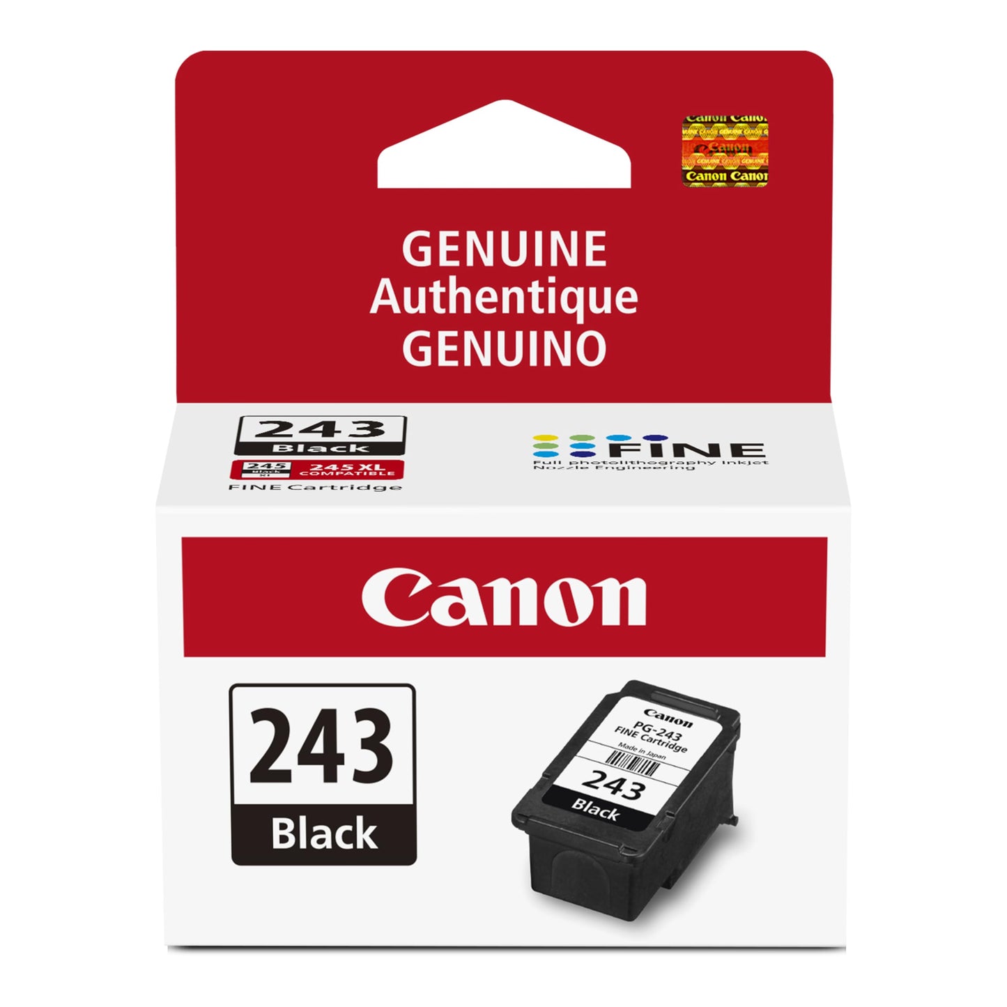 Canon PG-243 Genuine Black Ink Cartridge, Compatible with iP2820, MX492, MG2420/2520/2920/2922/2924/3020/2525, TS3120/302/302a/202/4520/3320