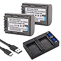 2-Pack NP-FP50 Battery with LCD Dual Charger for Sony NP-FP30 NP-FP60 NP-FP70 DCR-DVD103 DCR-DVD105 DCR-DVD202 DCR-HC16 DCR-HC18 DCR-HC19 DCR-HC20