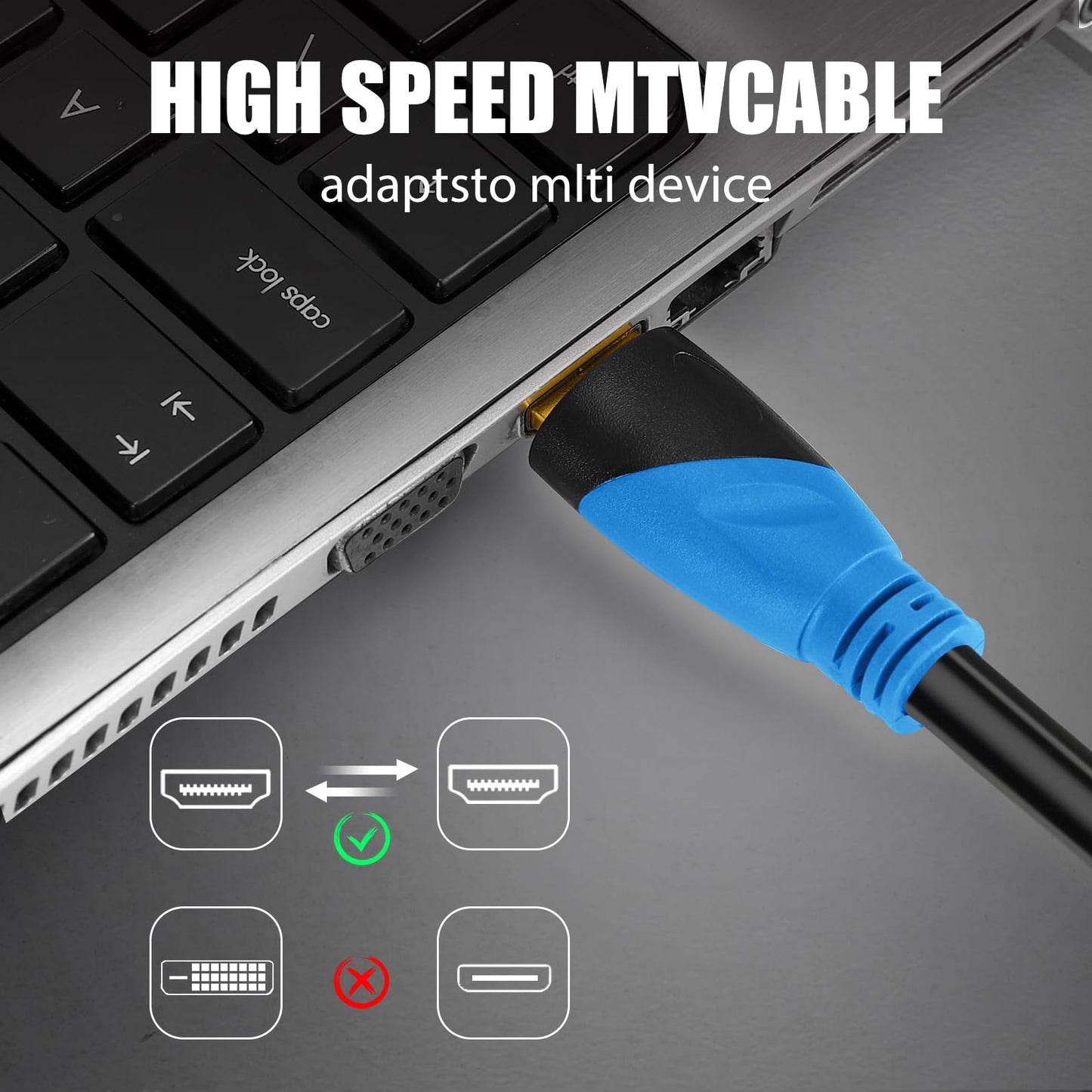 DAPRAINNO HDTV Cable 30FT High Speed HDTV Cables 4K 2K 1080P 18Gbps 26AWG HDR/ARC/HDCP 2.2 Compatible with Laptop Monitor PS5 Xbox Switch,Blue
