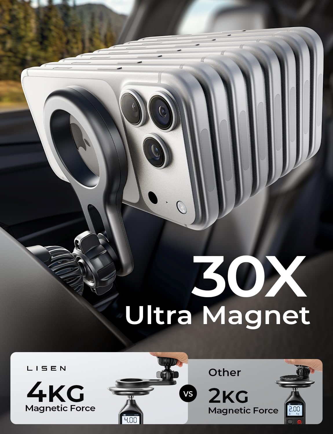 LISEN for MagSafe Car Mount, Magnetic Phone Holder for Car Vent Phone Mount, Air Vent Car Phone Holder Mount, Magnetic Car Phone Holder, Car Phone