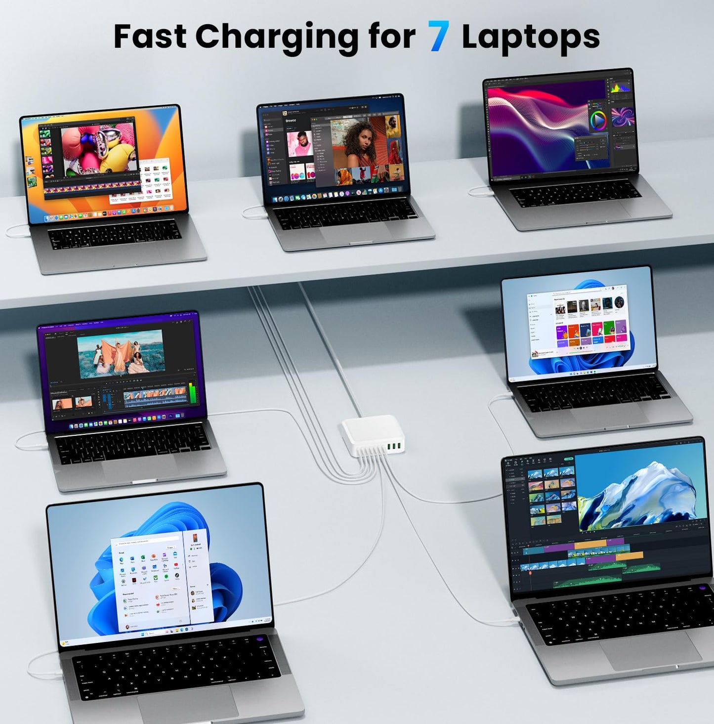 GUSISHU 780W USB C Charger Block Fast 10-Port USB C Charging Station GaN PD 120W Laptop Charger Adapter for MacBook Pro/Air, DELL, iPad, iPhone