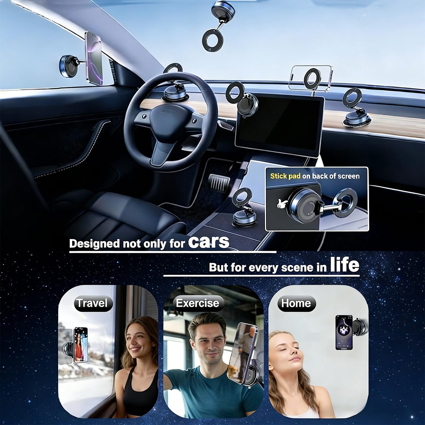 AntoFlash Vacuum Magnetic Car Phone Holder for Your Car, 360° Adjustable Car Phone Mount, Foldable Car Mount, for Magsafe Dashboard Car Bracket Stand