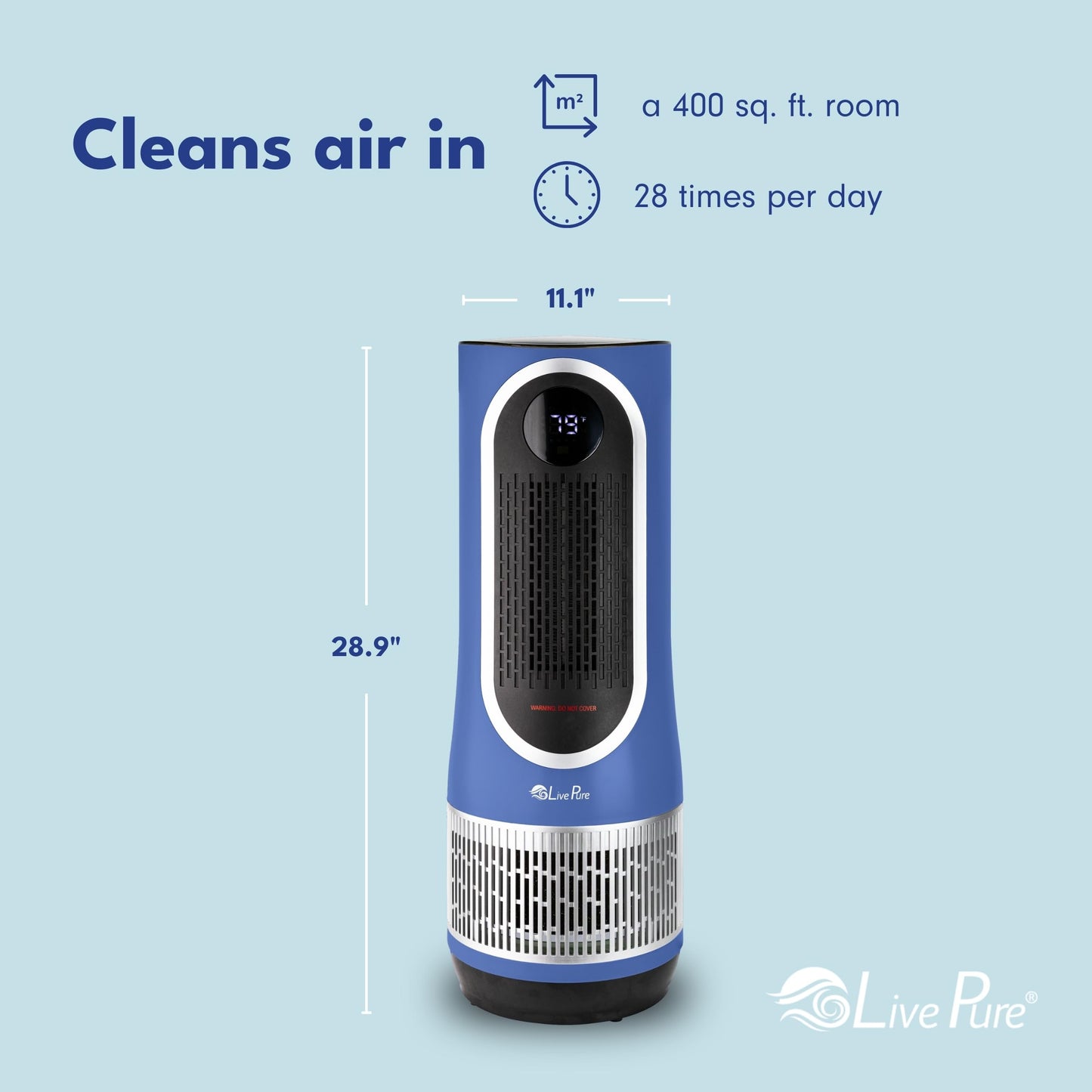LivePure 3-in-1 LP520 Clean Heat Air Purifier & Electric Heater - 2 Heat Modes and Air Filtration - for Indoor Use in Bedrooms, Home Office