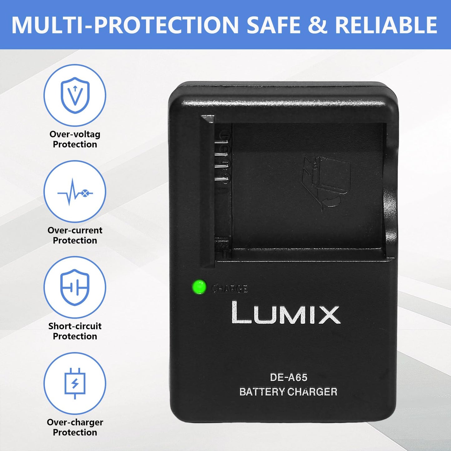 DE-A65 Camera Battery Charger for Panasonic? LUMIX DE-A65A DE-A65B DE-A65BA DEA65 DEA65A DEA65B DMC-ZS1 ZS3 ZS5 ZS7 ZS8 ZS10 Camera DMW-BCG10GK