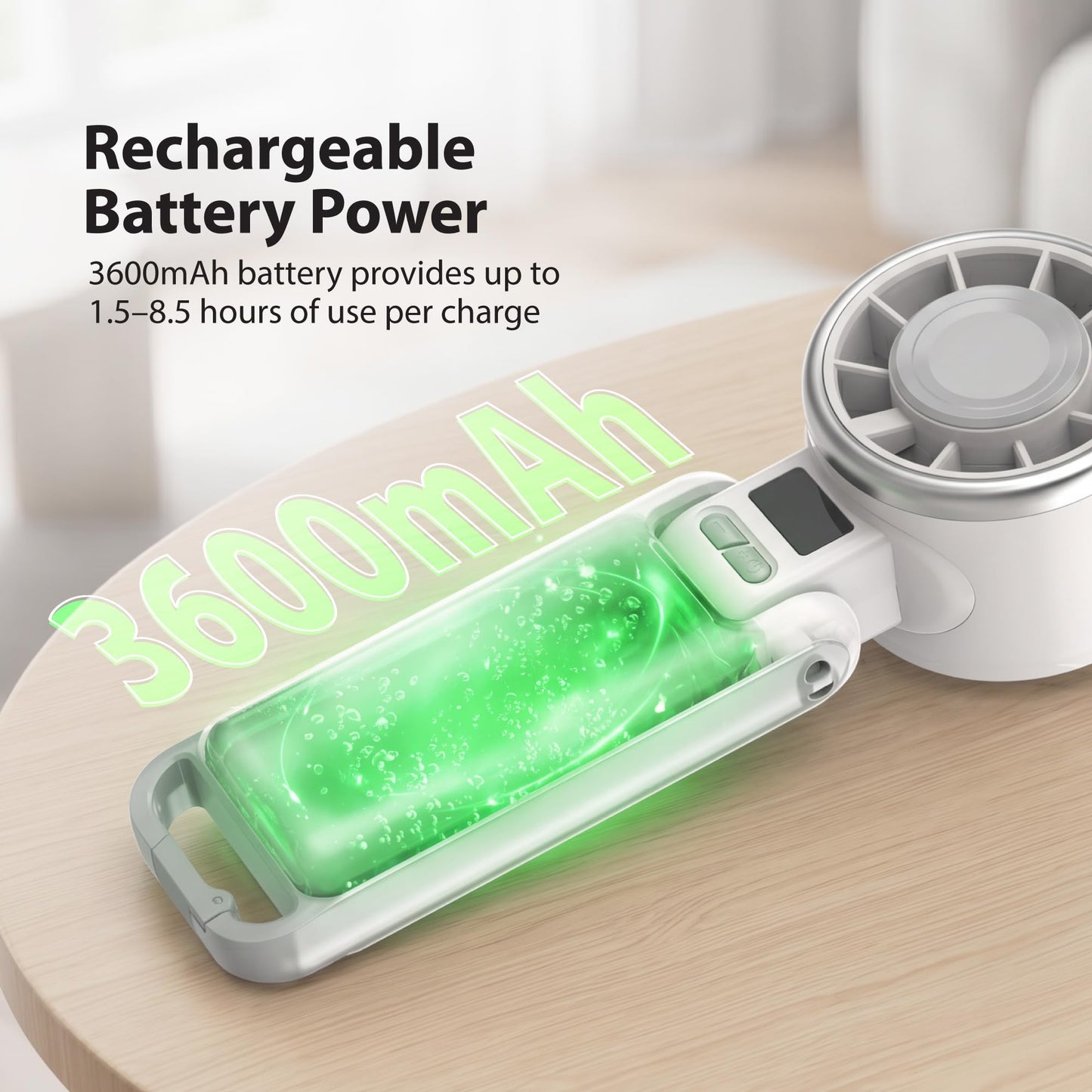 FosPower Mini Foldable Turbo Fan 10400RPM 3600mAh 5-Speed White