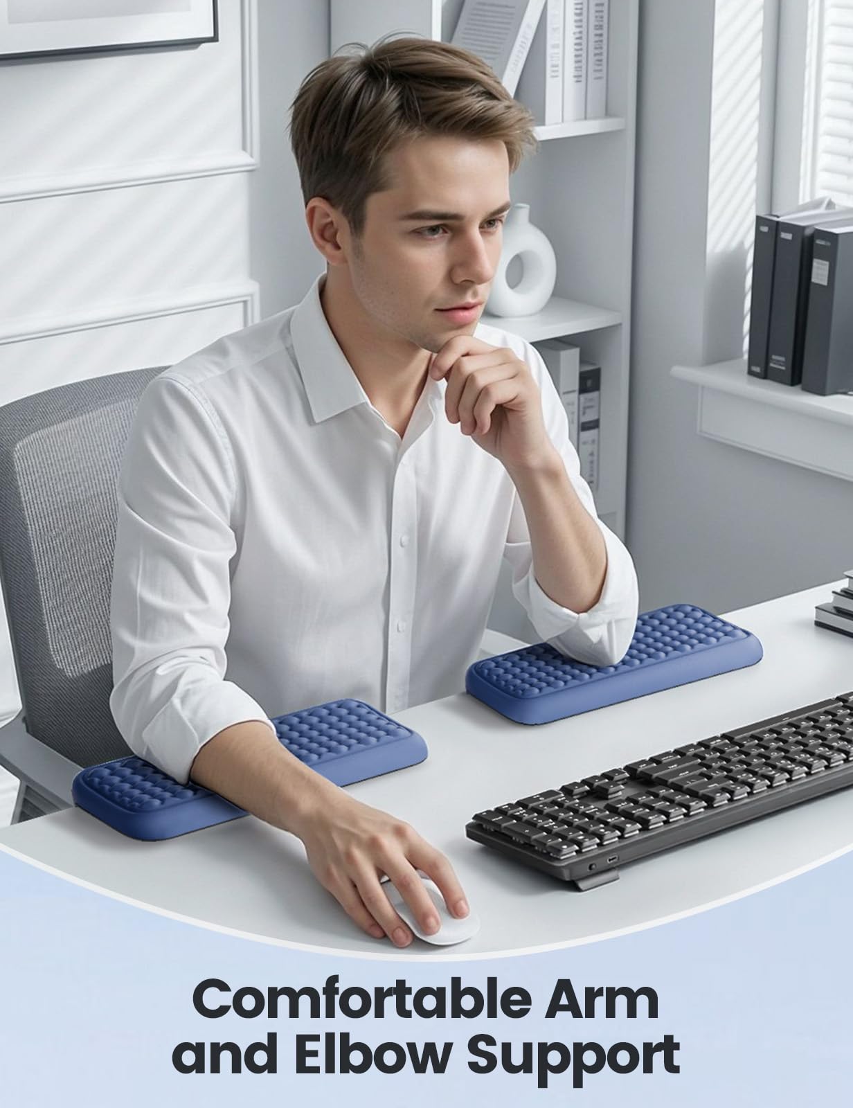 Vaydeer 2Pcs Elbow Rest Pad, L-Shaped Arm Rest Elbow Pad, Desk Edge Cushion, Ergonomic Memory Foam Wrist Rest Support Keyboard Mouse Padding for Palm
