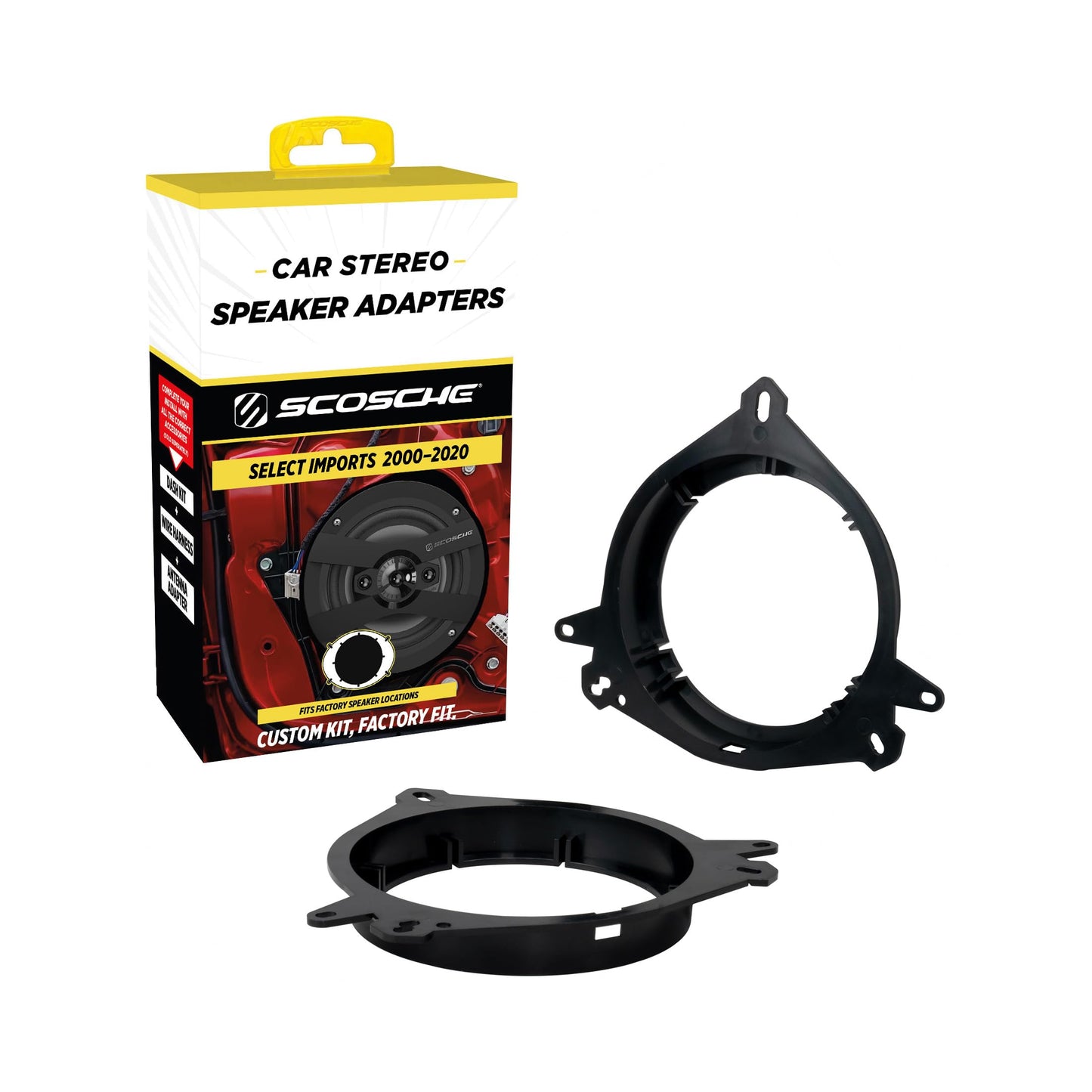 Scosche SAT6 5.25-6.5” Speaker Adapters Compatible with Select 2000-2020 Lexus, Scion and Toyota Vehicles - Adapter for 5 1/4' to 6 1/2' Car Door
