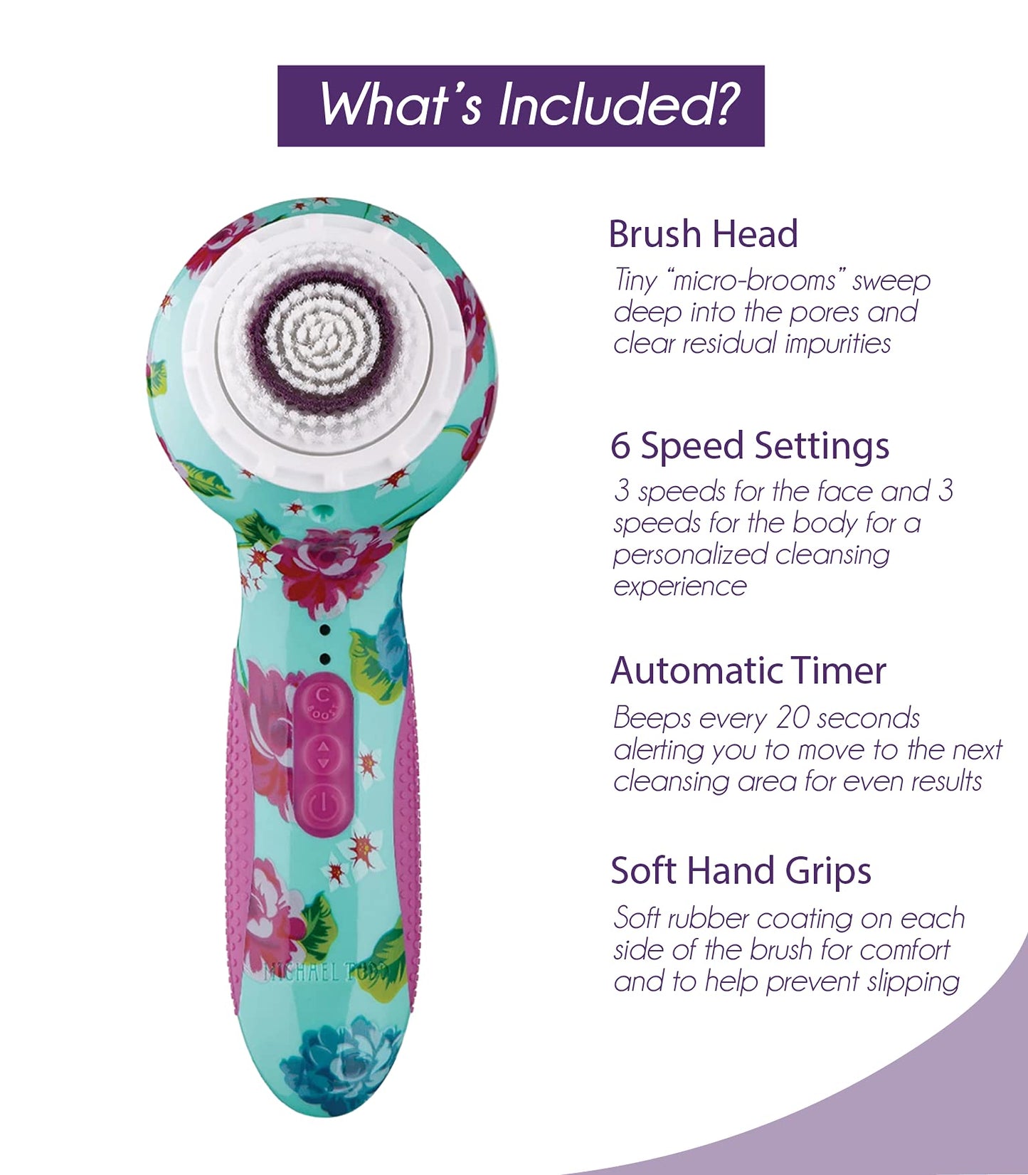 Michael Todd Beauty - Soniclear Elite - Facial Cleansing Brush System - 6-Speeds - Face Cleansing Brush & Exfoliating Body Scrubber