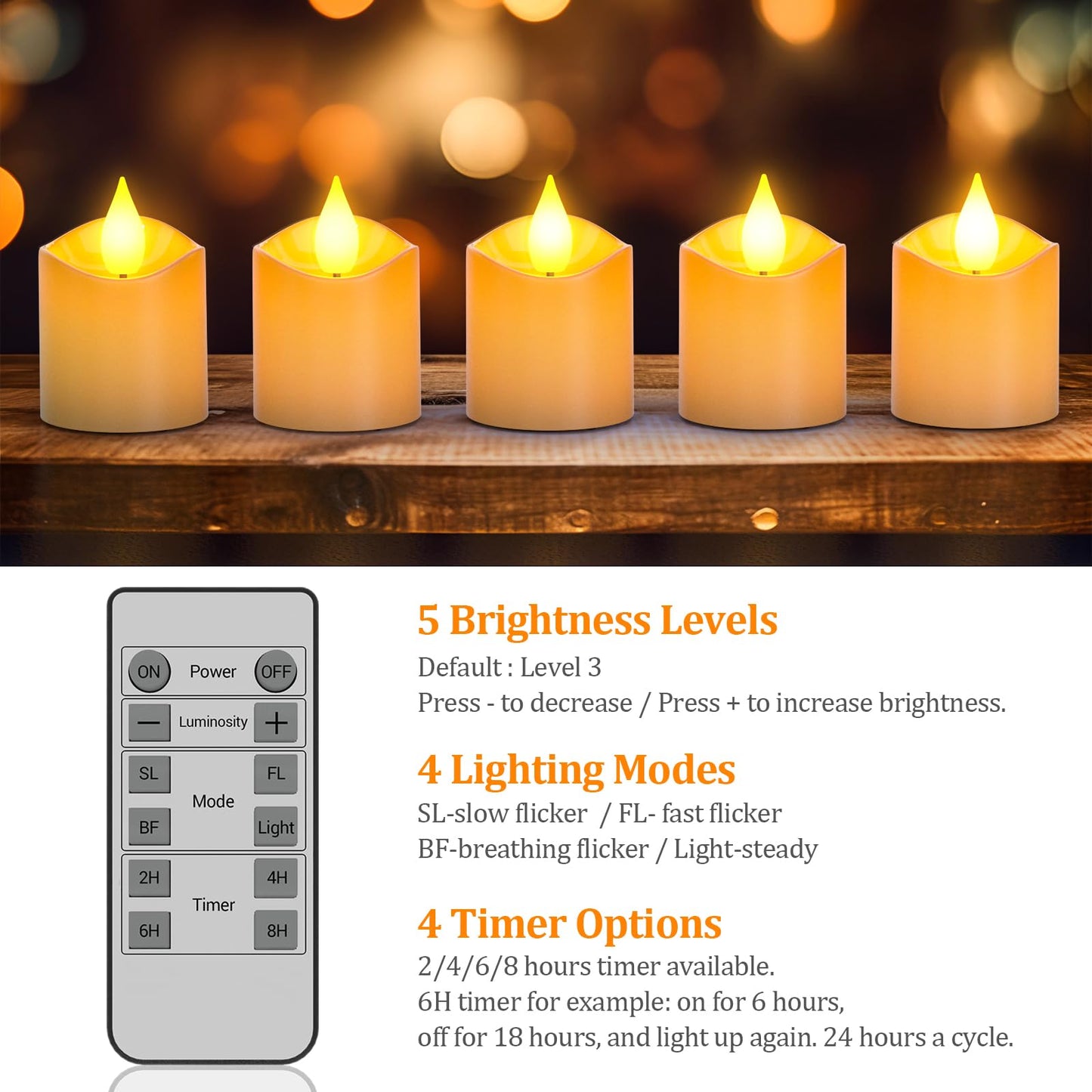 Yme Rechargeable LED Tea Lights, 12pcs Battery Operated Flameless Fake Votive Candles Flickering with Remote Timer for Christmas Halloween Decorations