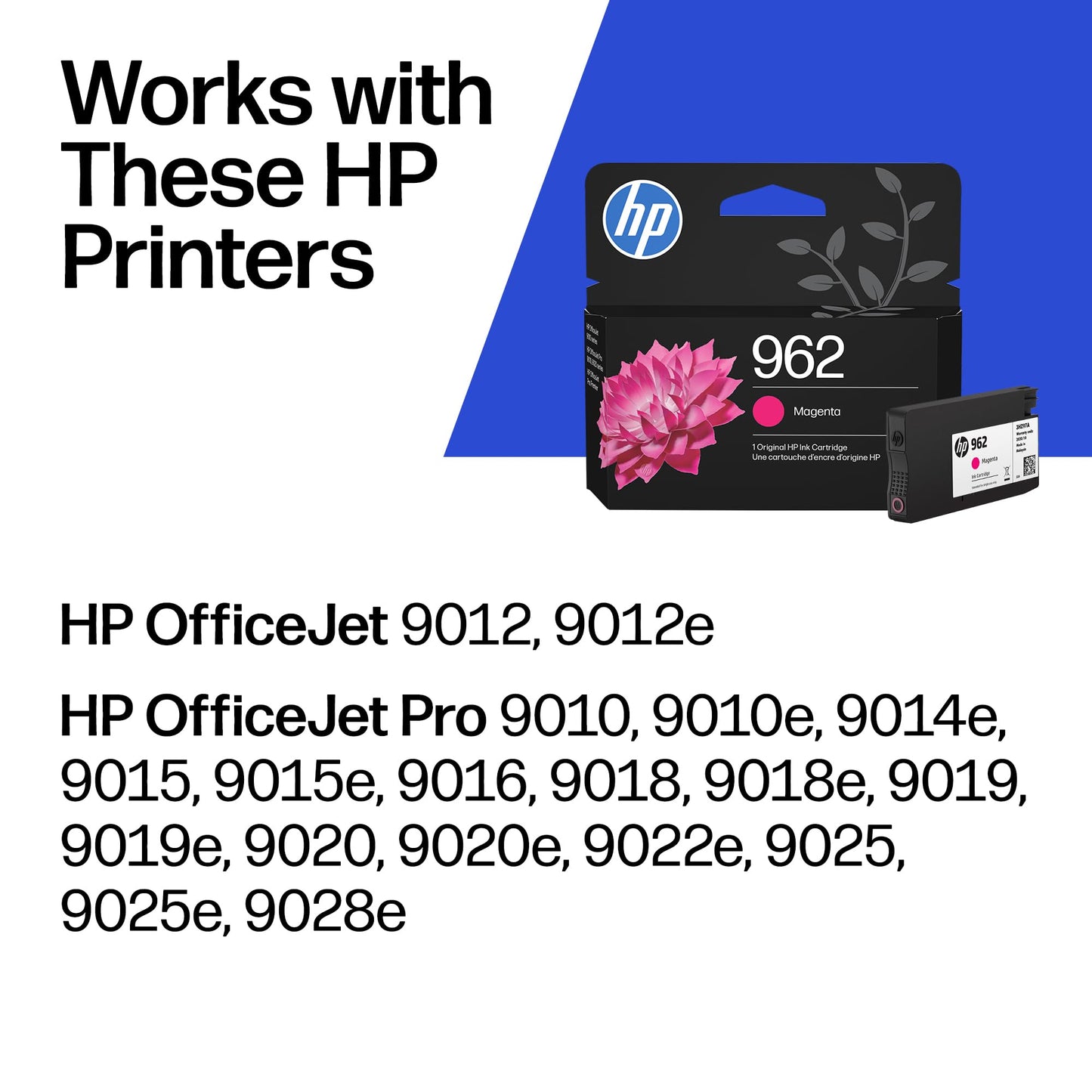 HP 962 Magenta Ink Cartridge | Works with OfficeJet 9010, Pro 9010, 9020 | Eligible for Instant Ink | 3HZ97AN