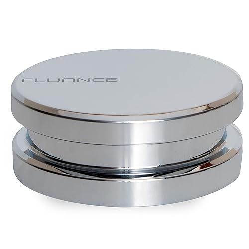 Fluance HiFi Vinyl Record Weight Stabilizer High Mass 760 gram Steel LP Disc Turntable Accessory with Protective Velvet Pad for Vibration Damping