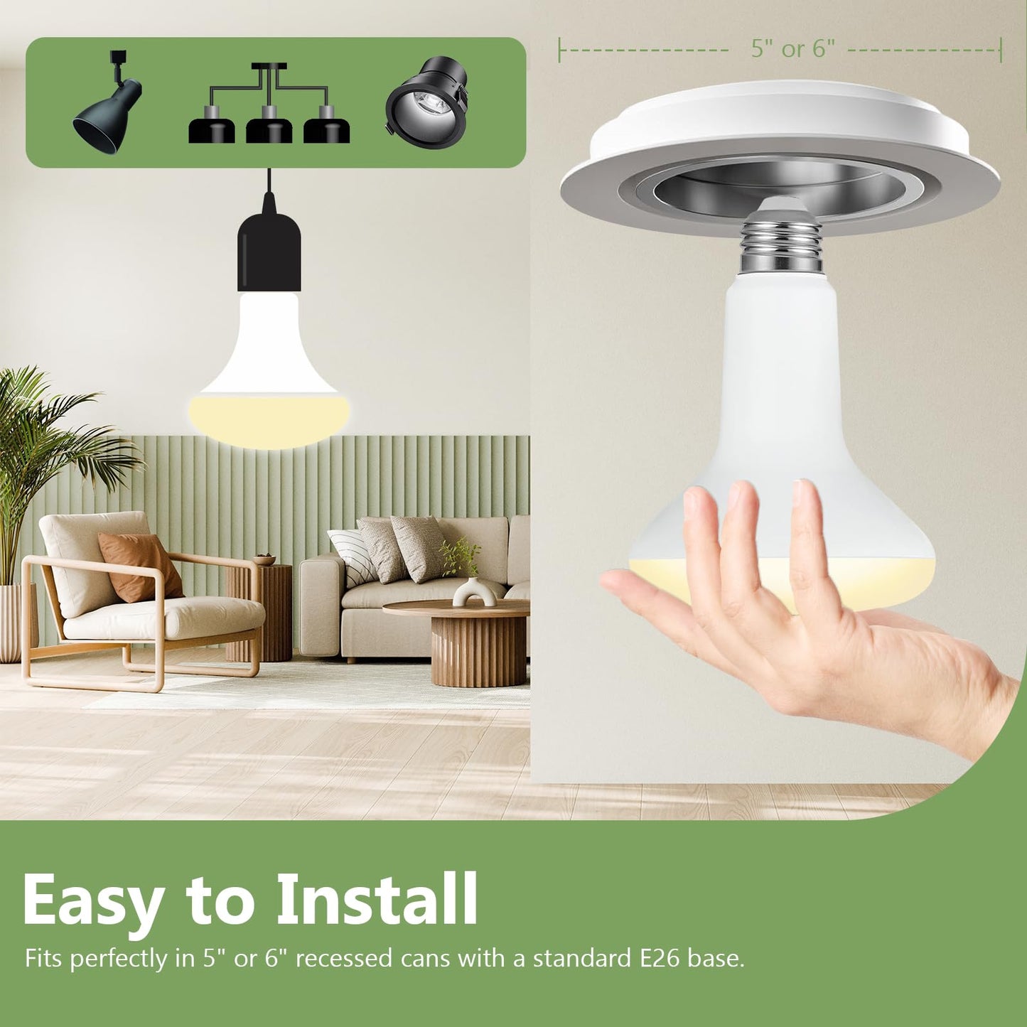 Sigalux 24 Pack BR30 LED Bulbs, 7.5W (65W Equivalent), 650 Lumens, 2700K Soft White, Dimmable, 110° Beam Angle, CRI 80, E26 Base, Indoor Recessed