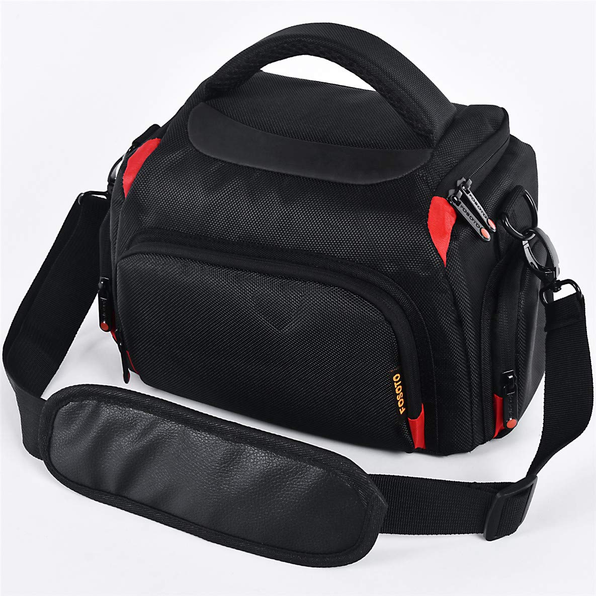 FOSOTO Camera Shoulder Bag Case Compatible for Nikon D3000 D3200 D3300 D5100 D5300 D7500 D500 D610 Canon 2000D T8i SL2 T7i DSLR Cameras