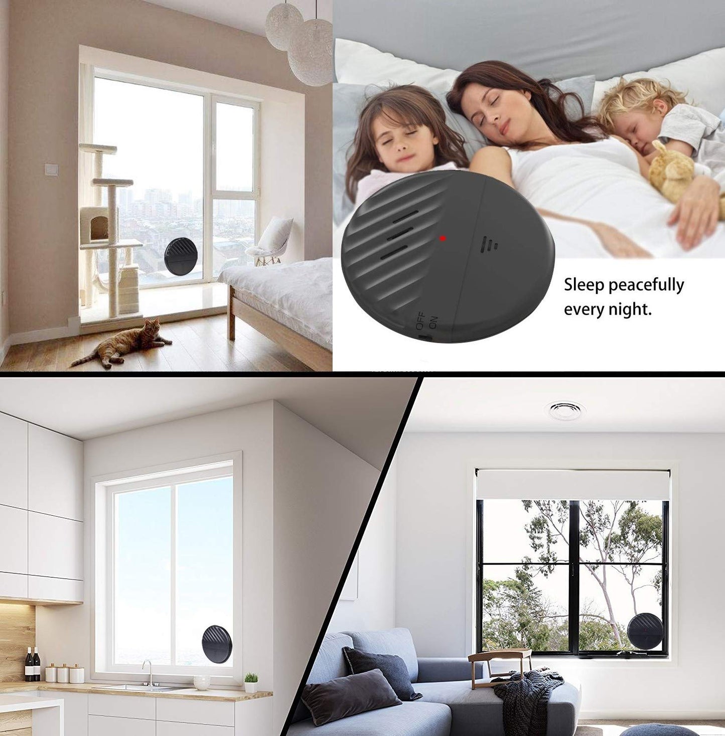 EverNary Window Vibration Alarm,5Pack-125dB Loud Ultra-Slim Anti-Theft Alarm for Door and Window Glass Break Sensor Alert with Adjustable Sensitivity