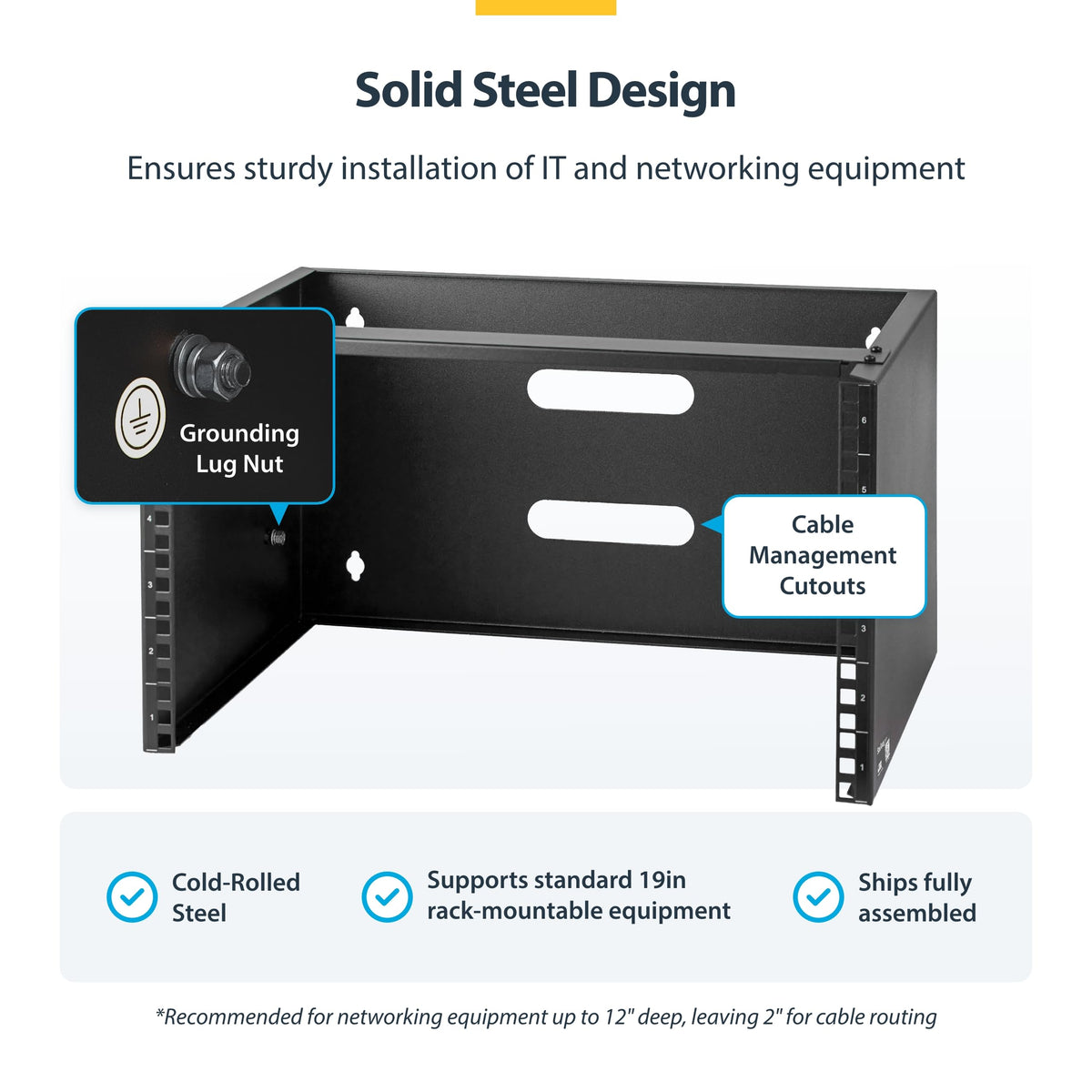 StarTech 6U 19in Wall-Mount Network Rack, 14in Deep, 44lb (WALLMOUNT6)