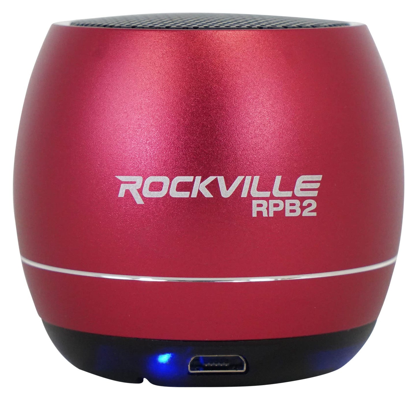Rockville RPB2-RED 5W Portable Bluetooth Speaker, TWS Wireless Stereo Link, Built-in Mic, SD Slot, Selfie Remote, Aluminum Design