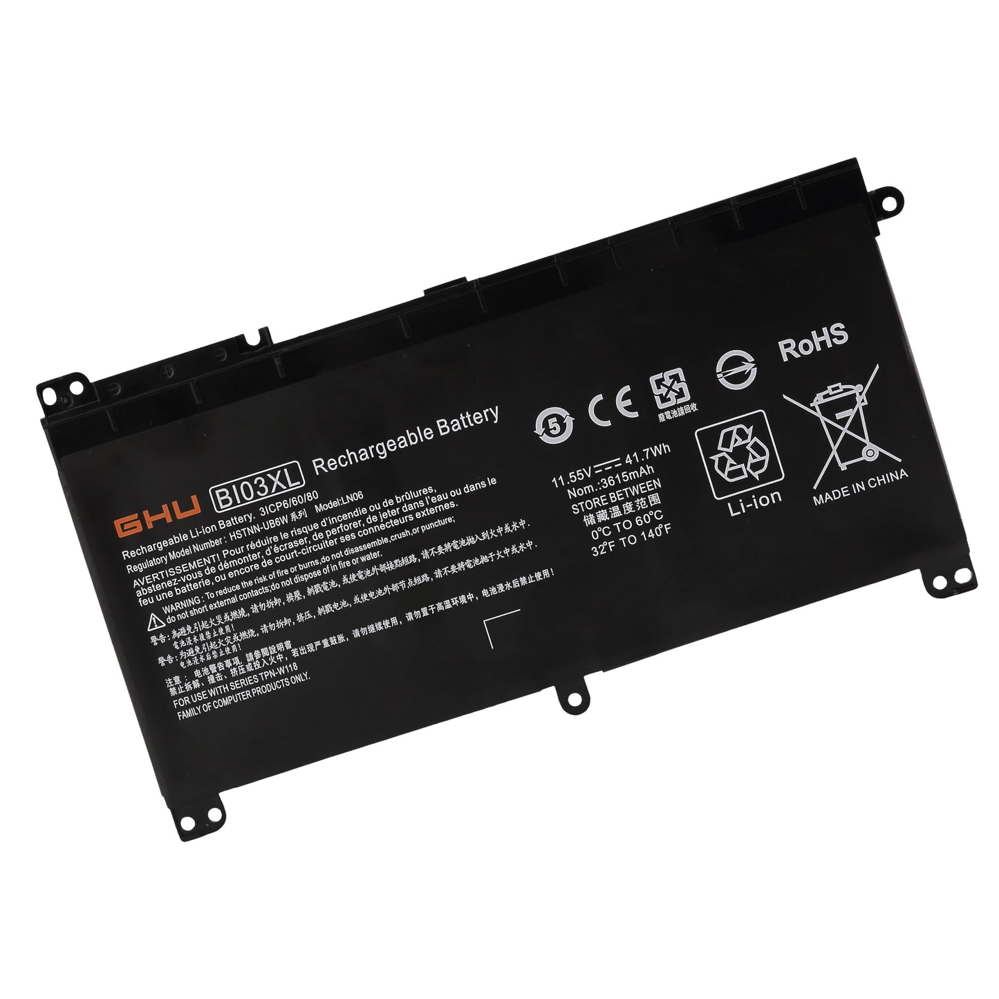 GHU New BI03XL ON03XL Laptop Battery Compatible with HP Pavilion X360 13-U M3-U M3-U001DX M3-U103DX 13-U100TU 13-U100TU Stream 14-AX 14-ax010wm