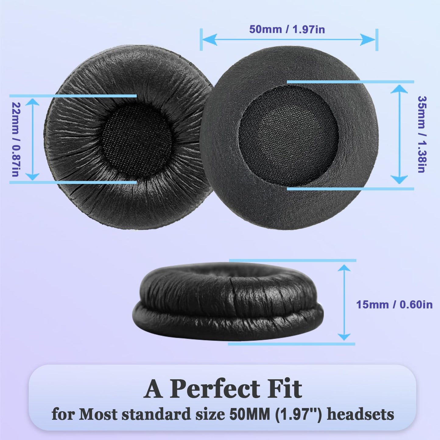 Jabra Headset Ear Cushions, Earpads Replacement 50mm Ear Pad Covers for Jabra PRO 920 930 935 9450 GN 2000 BIZ 1500 2400II Plantronics Blackwire 3220