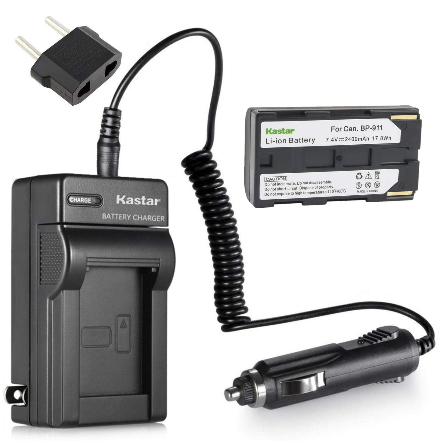 Kastar BP911 Battery (1-Pack) + Charger for Canon BP-911, BP-911K, BP-914, BP-915 and Canon ES6500V, ES7000es, ES7000V, ES8000V, ES8100V, ES8200V