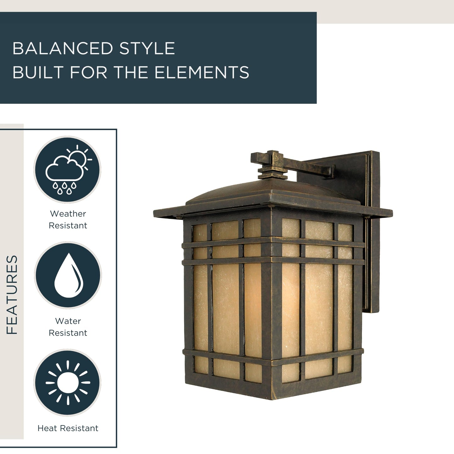 Quoizel Hillcrest 10" Mission-Style Outdoor Wall Sconce, Imperial Bronze with Linen Glass, Arts & Crafts Design, ETL Wet Rated