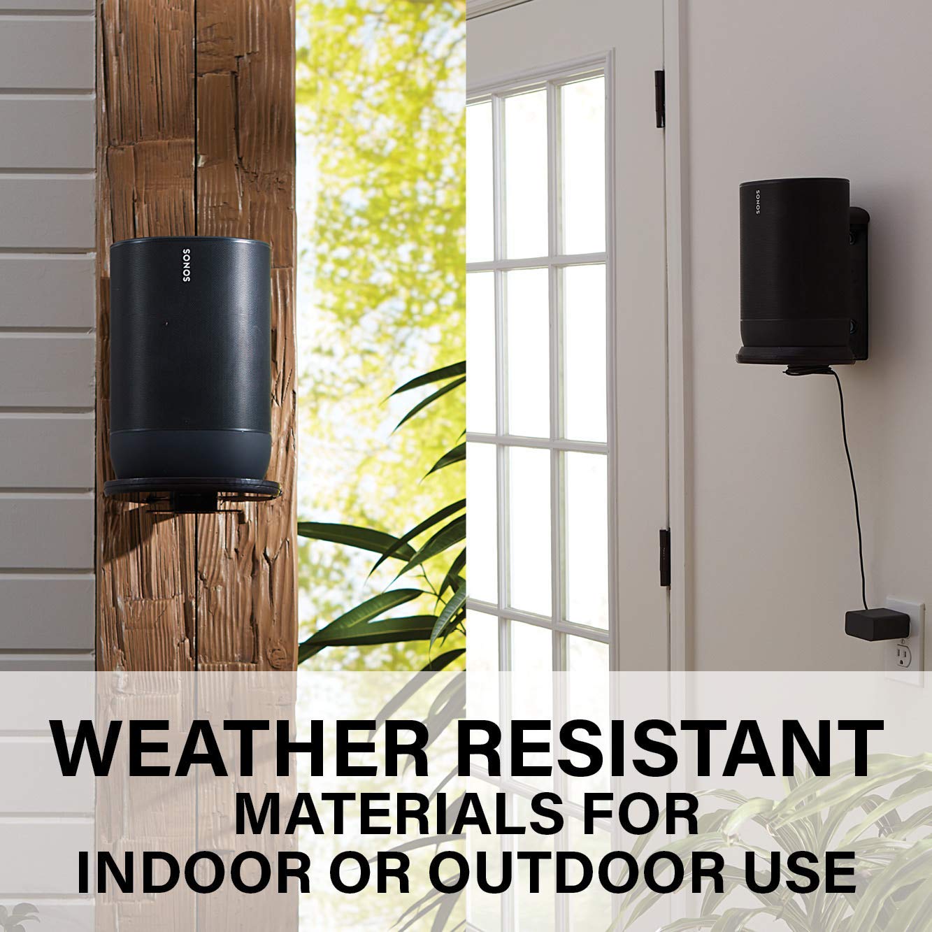 Sanus Indoor & Outdoor Mount Designed for Sonos Move & Sonos Move 2 Speaker - Save Shelf & Table Space -Weather Resistant - WSSMM1-B2 (Black)