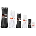 Zip Ties Assorted Size,4+6+8+12+14+18 Inch Double Sided Toothed,100 LBS Tensile Strength Heavy Duty Cable Wire Ties With Self-Locking Adjustable