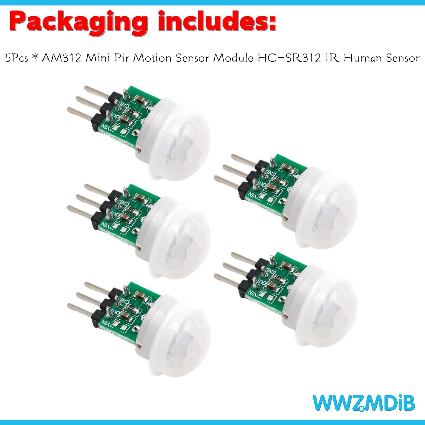 WWZMDiB 5Pcs AM312 Mini Pir Motion Sensor Module HC-SR312 IR Human Sensor for Arduino