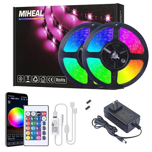 MIHEAL Led Light Strip, WiFi Wireless Smart Phone Controlled 65.6ft Non-Waterproof Strip Light Kit Black PCB 5050 LED Lights,Working with Android