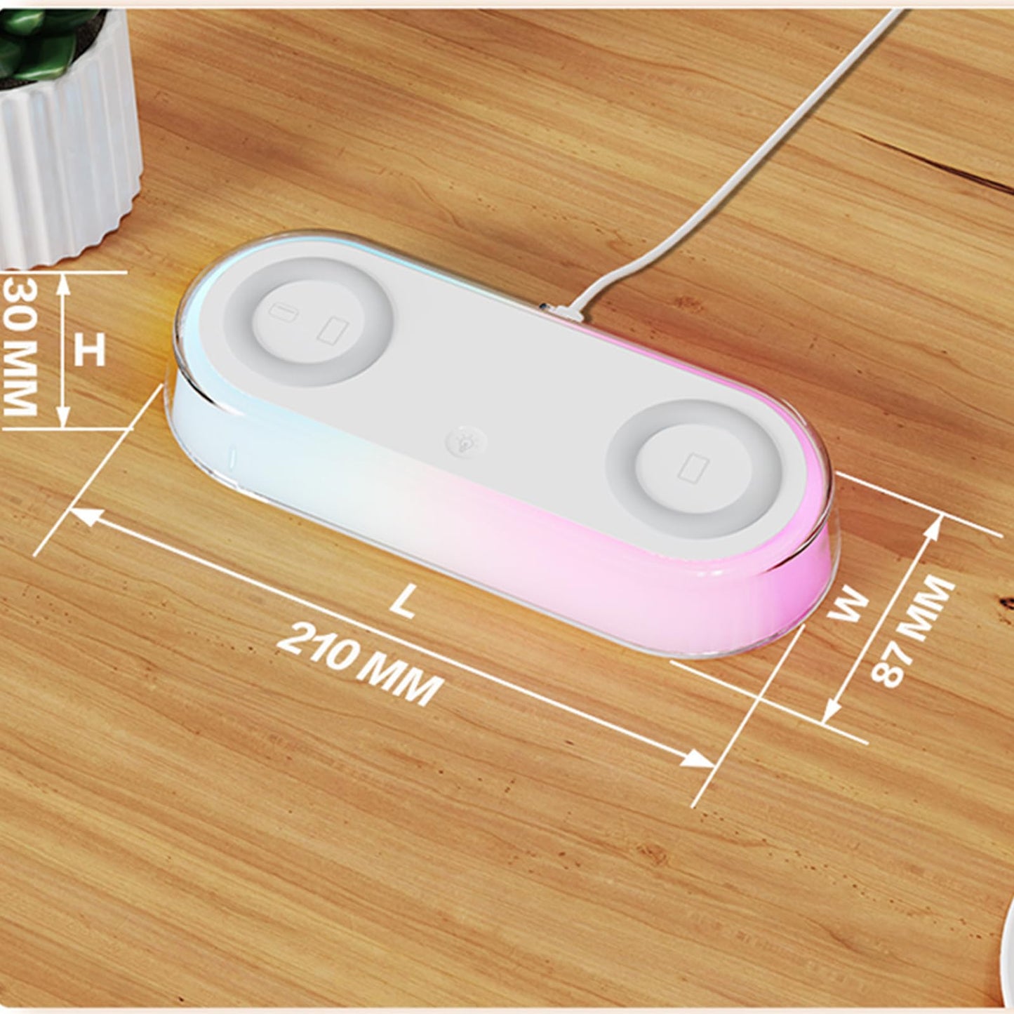 CENSHI Dual Wireless Charging Station LED Bedside Lamp for Home Use