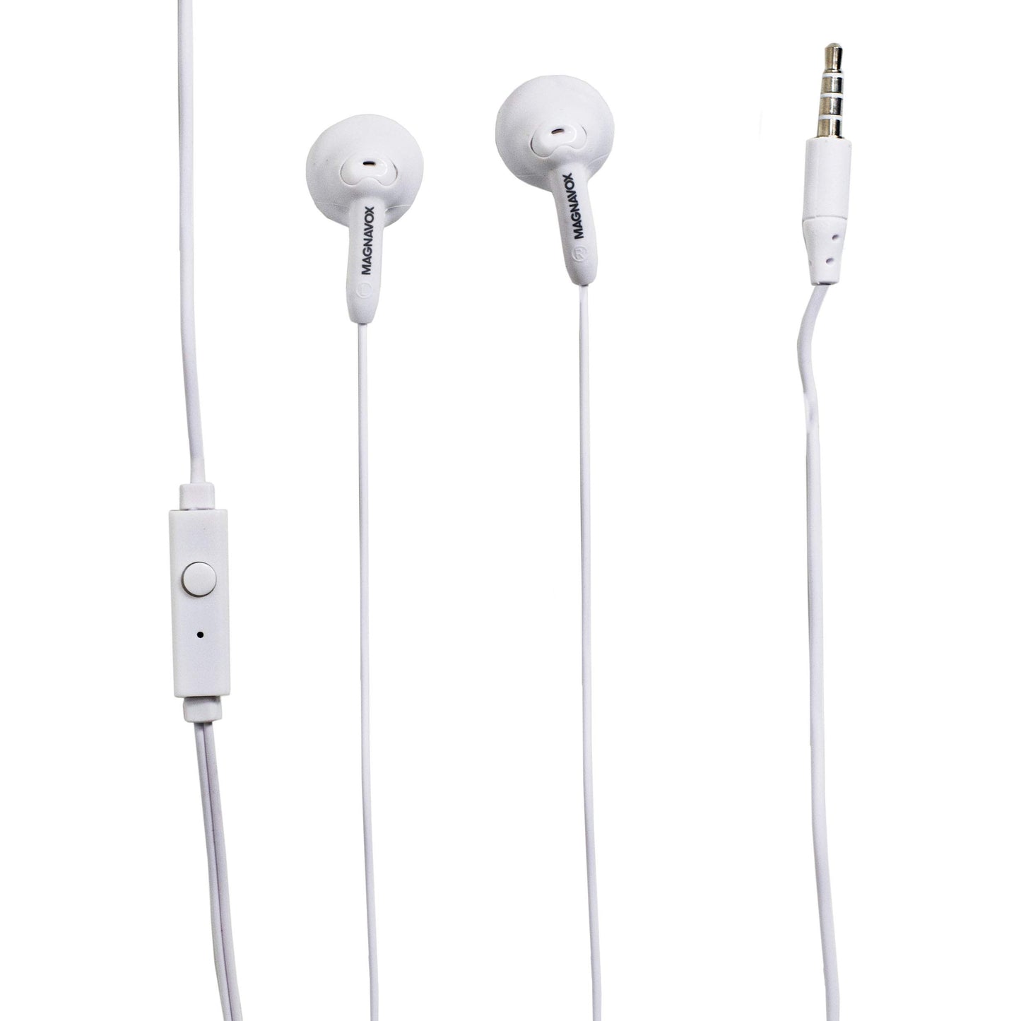 Magnavox White MHP4820M-WH 3.5mm Connector Silicone Stereo Earbuds with Microphone