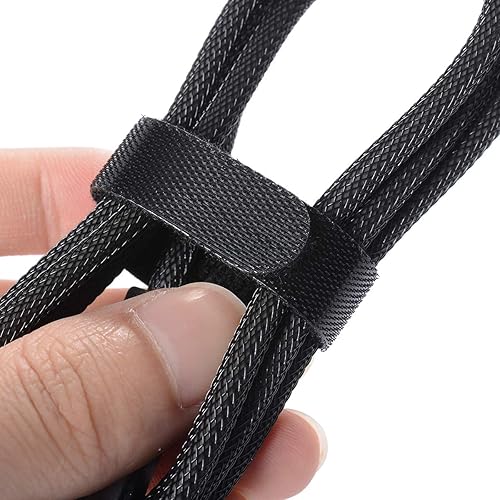 HAVE ME TD Reusable 6-Inch Fabric Cable Ties, Multi-Purpose Hook & Loop Cord Organizer, Black