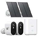 aosu Solar Security Cameras Wireless Outdoor, 2-Cam Kit, 2K QHD Home Security System with 166° Ultra-Wide Angle, Color Night Vision, 120 Days aosuBase